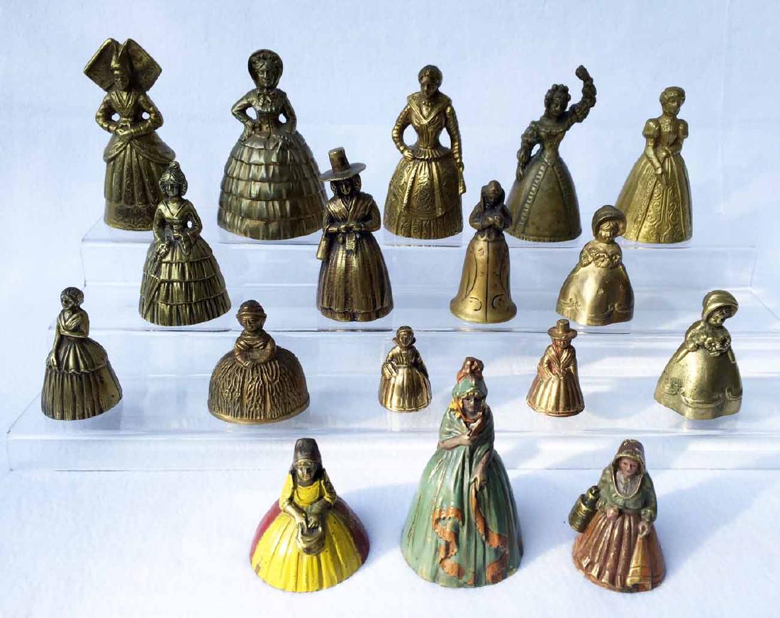 (16) 19th Century Bronze and Brass Lady Figural Bells (1 of 4)