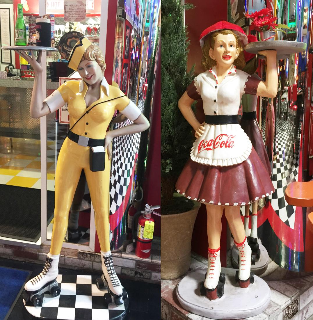 (2) 1950s Diner Statue Stands (1 of 3)