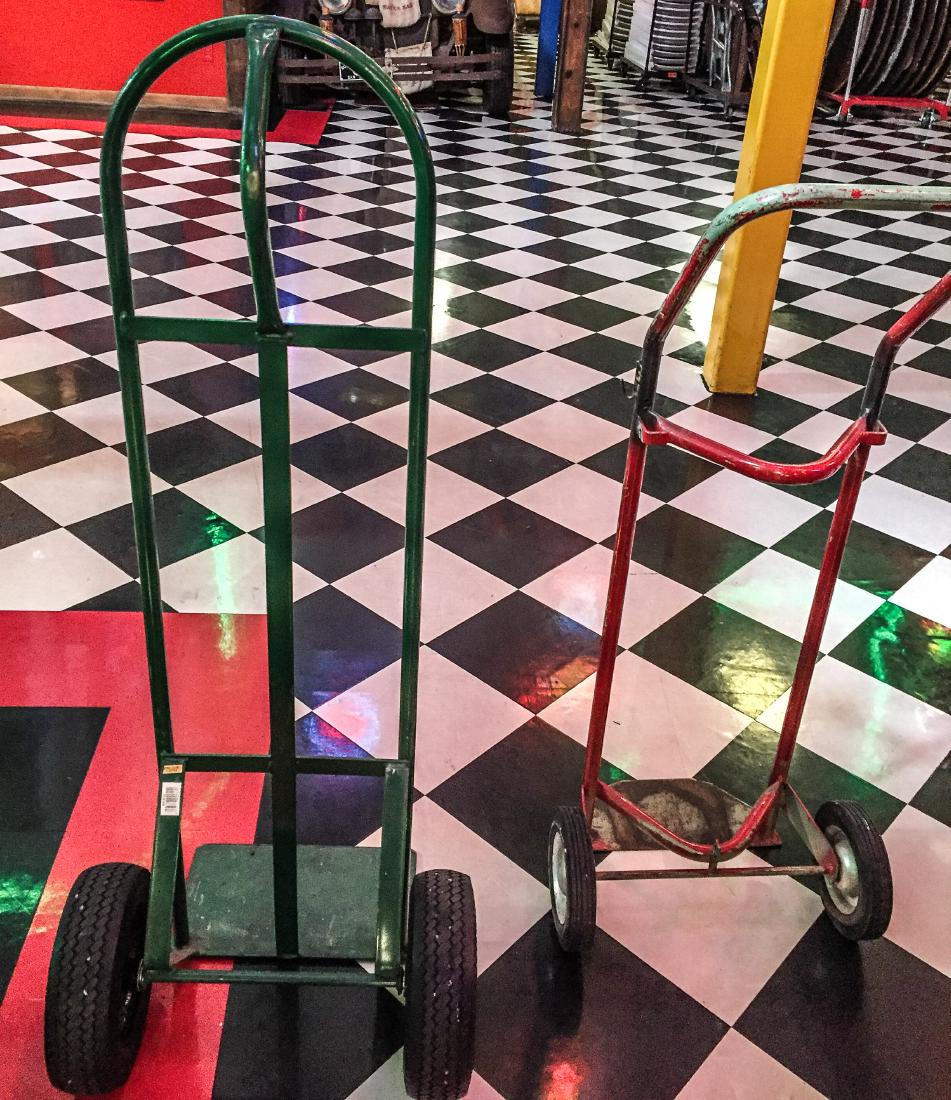 (2) Dollies: Including: (1) green, (1) red.