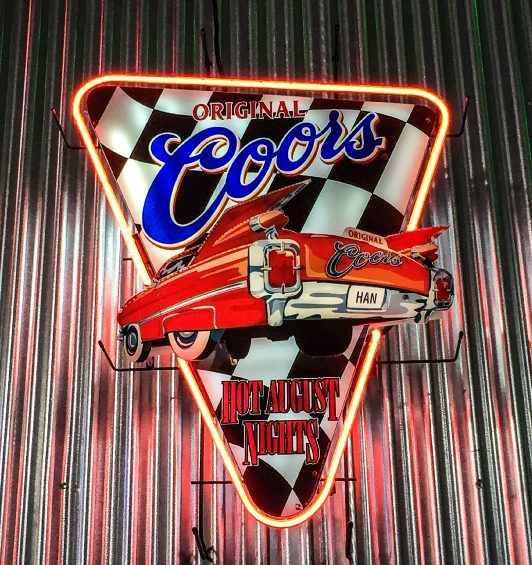 Coors Neon Sign: Approximately 3' high. Original Coors Hot August Nights.