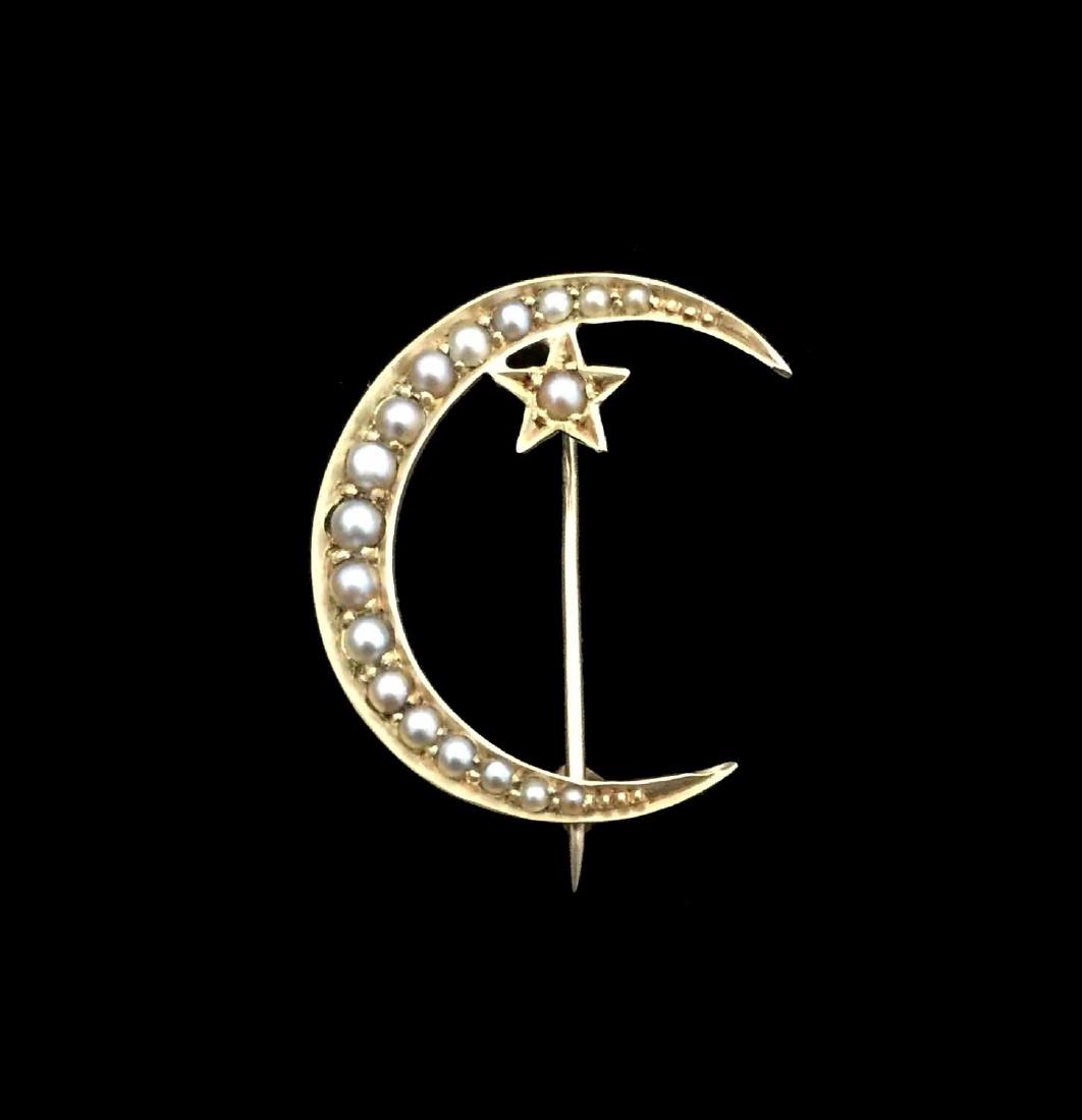 Antique Crescent Moon Gold Pin (1 of 2)