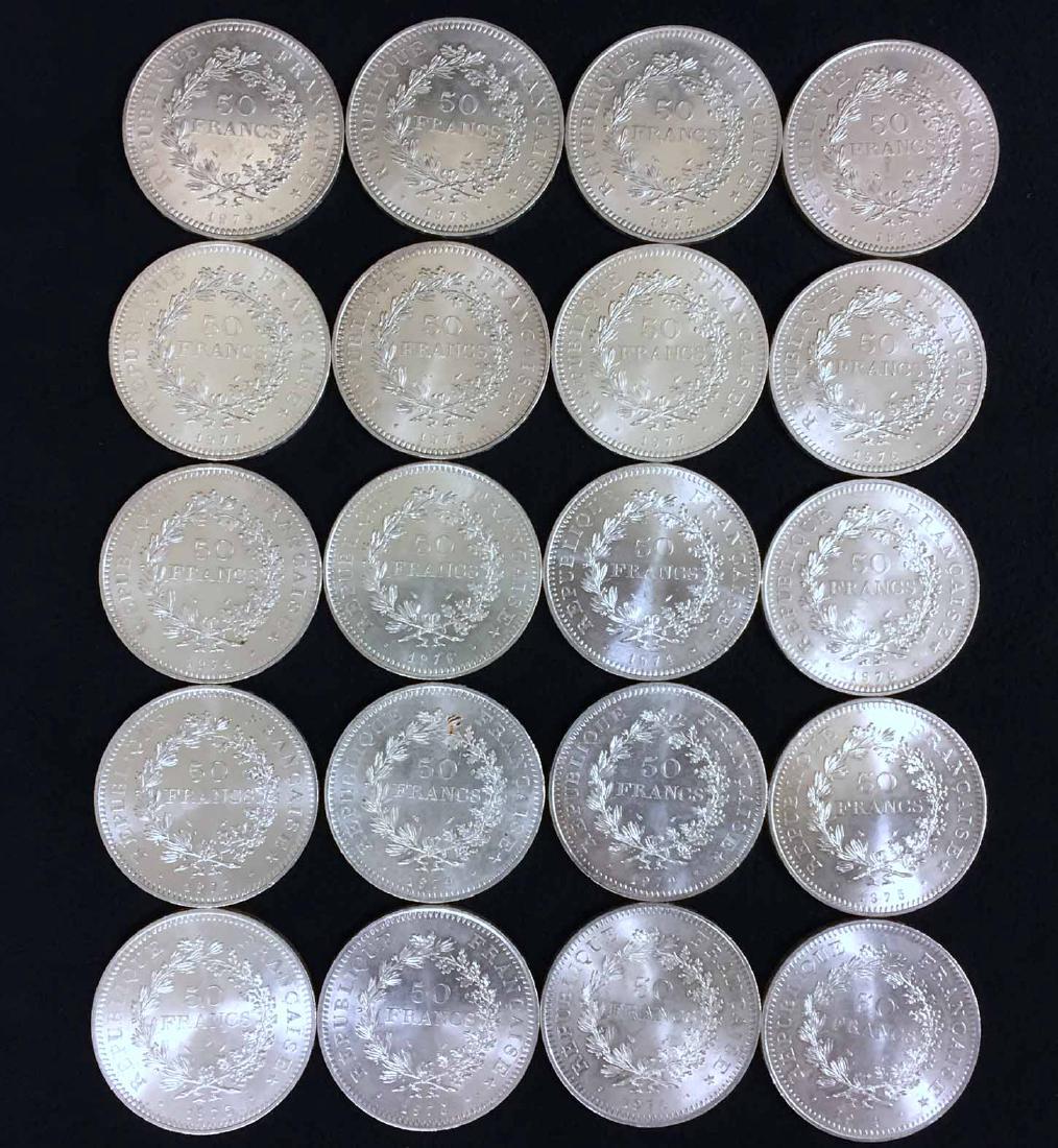 (1) Uncirculated Roll of French 50 Francs Silver Coins (1 of 2)