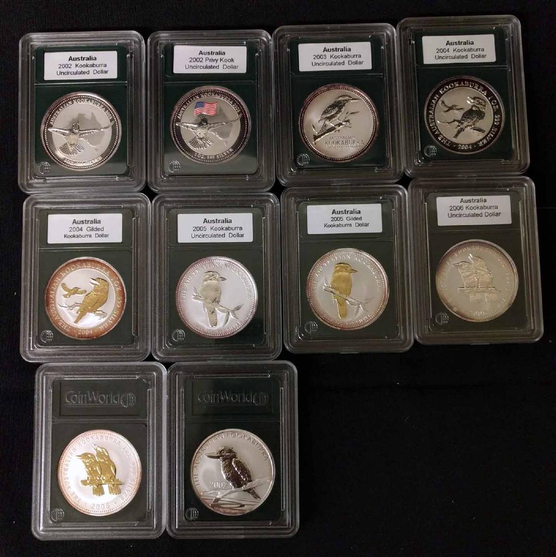 (10) Australian Kookaburra Silver Proof 1 ozt Coins (1 of 1)
