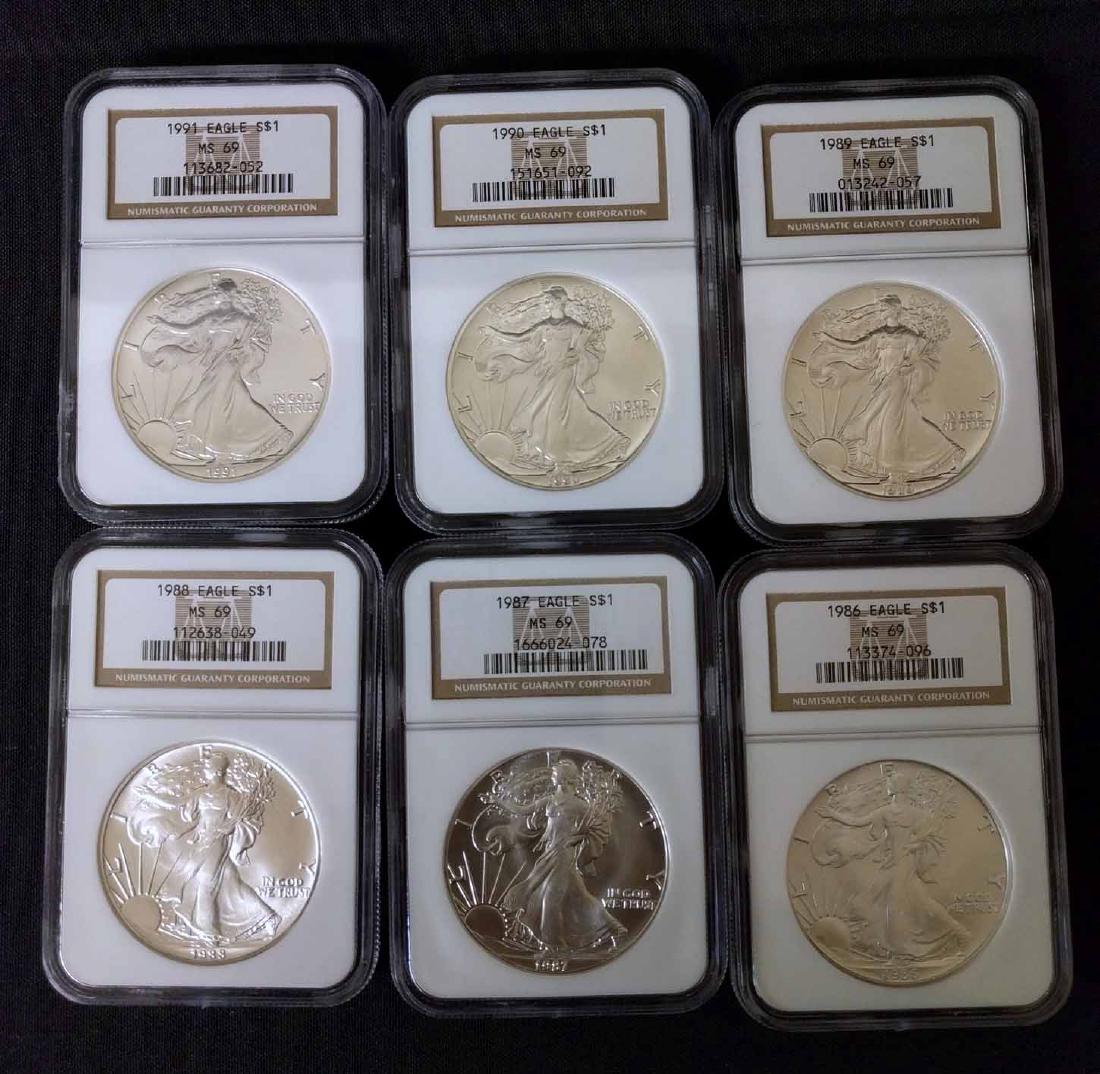 (6) 1986-1991 American Eagle Silver Dollar (1 of 2)