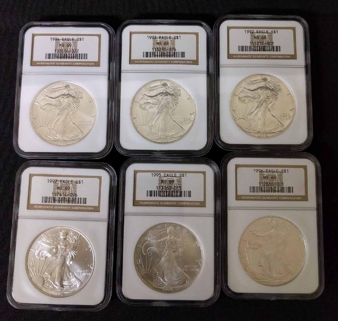 (6) 1992-1996 American Eagle Silver Dollar (1 of 1)