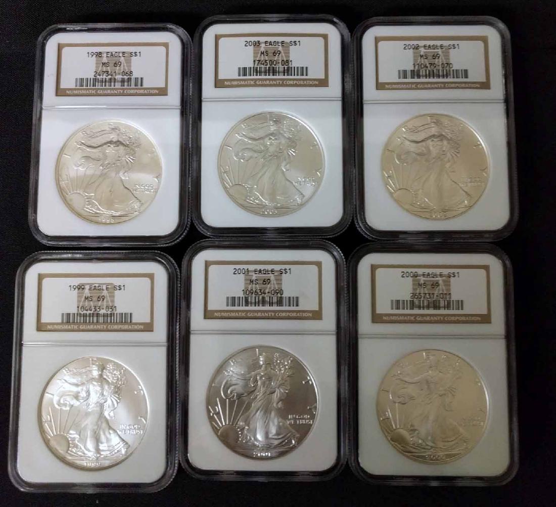 (6) 1997-2001 American Eagle Silver Dollar (1 of 1)