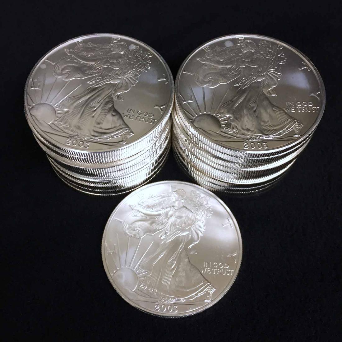 (21) 2003 Brilliant Uncirculated Silver Eagle Dollars (1 of 1)