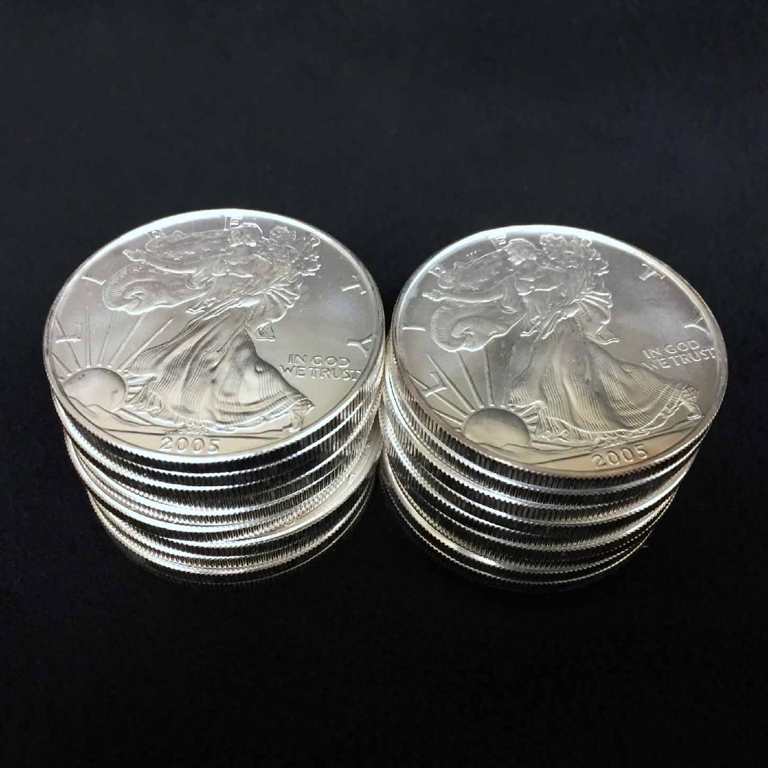 (20) 2005 Brilliant Uncirculated Silver Eagle Dollars (1 of 1)