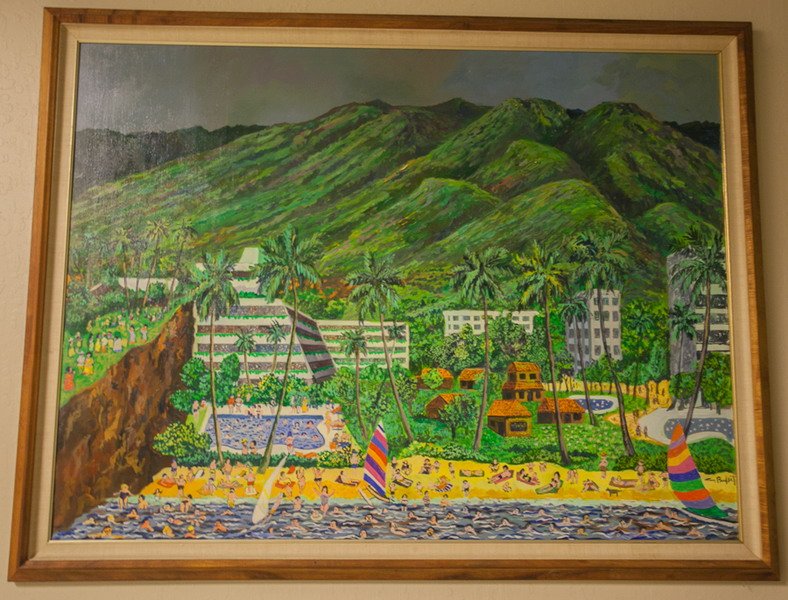 Guy Buffet (1943 - Present) Original Oil Painting: Image size: 36" x 48", Medium: Oil on canvas, Title: Black Rock, Subject: black rock beach and mountain scene. Includes original COA Guy Buffet was born in Paris on January 13, 1943. His parents were