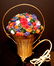 Vintage Brass & Colored Glass Flower Vanity Lamp.