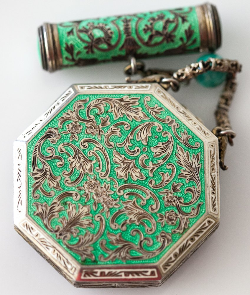 Sterling Silver and Hand Painted Compact - 2