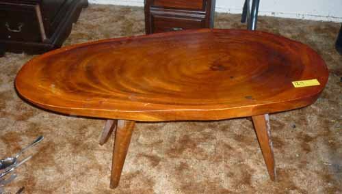 Burl Wood Coffee Table: (1) 40". Mid 20th century.