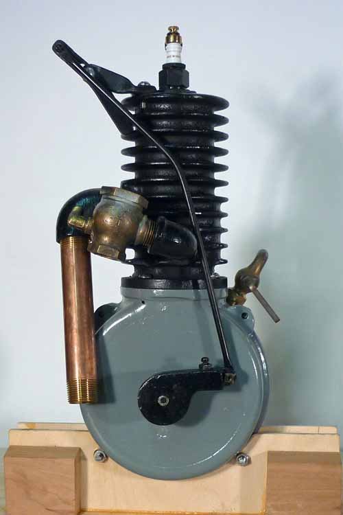 Antique Steffey Bicycle Engine: (1) Steffey bike engine, 1900-1903. 19" x 18" dia. With offset exhaust (mounted on wood stand).