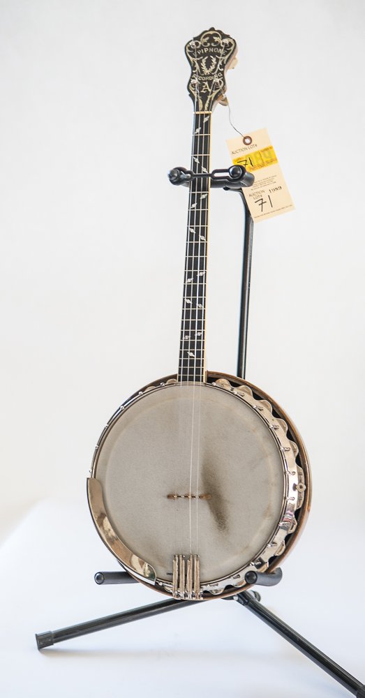 Epiphone Recording A Tenor Banjo: Epiphone Recording A Tenor Banjo - (1) Professional model. 19 frets. 22 ¼” long neck. 13” dia. Original bird’s eye maple resonator. 11 1/8” dia. arched top rim. Original tone ring. Pearl diam