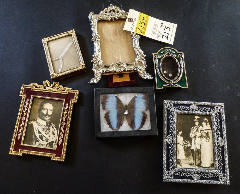 Picture Frames: Collection of Picture Frames - (Lot) Including Enamel ware, silver plated and etc. Shipping Price: $25