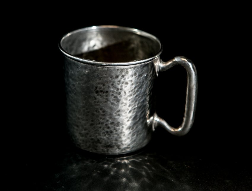 Hand Hammered Sterling Silver Cup: (1) Total Hallmark Sterling. Numbered G354H. Engraved "Cliff Todd". Total Weight: 3.14 oz. troy