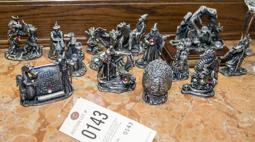(14) Myth and Magic (Tudor Mint) Pewter Figures: (14) Myth and Magic (Tudor Mint) Pewter Figures. All include the original box and are signed.