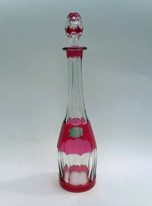 Val St. Lambert Cranberry Crystal Decanter (1 of 6)