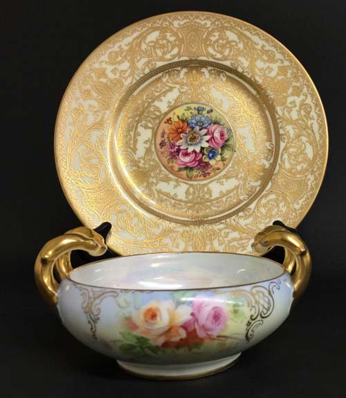 (2pcs) Artist Signed Hand Painted Porcelain Ware (1 of 8)