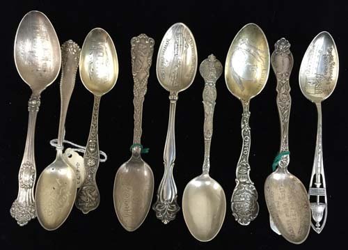 (9 pcs) Sterling Silver Souvenir Spoons (1 of 3)