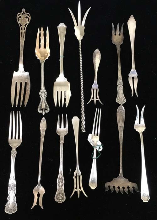 (14 pcs) Sterling Silver Serving Forks (1 of 3)
