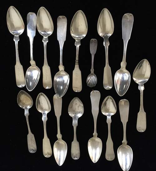 (16 pcs) 18th and 19th Century Coin Silver Spoons (1 of 7)
