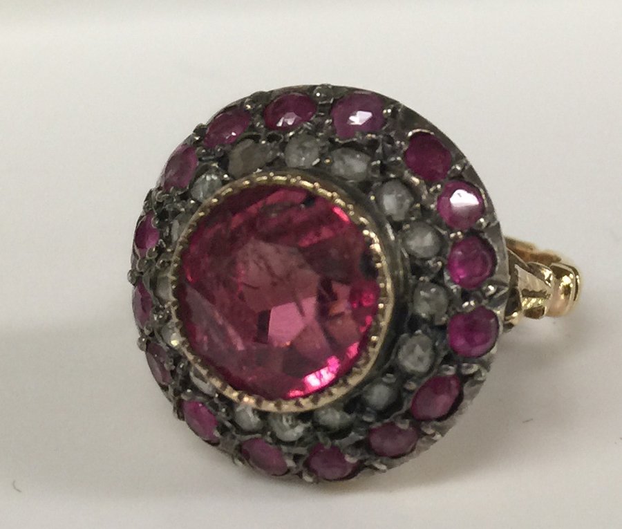Antique Pink Tourmaline and Diamond Estate Ring (1 of 4)