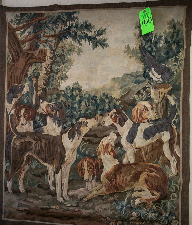 19th Century Flemish Tapestry of Dogs (1 of 2)