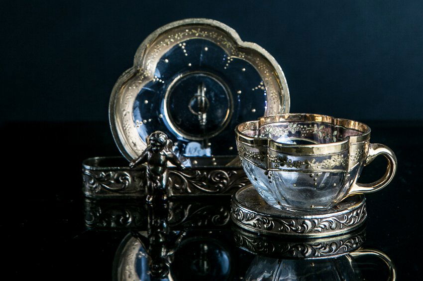 Moser Hand Painted Demitasse Tea Cup and Saucer (1 of 5)