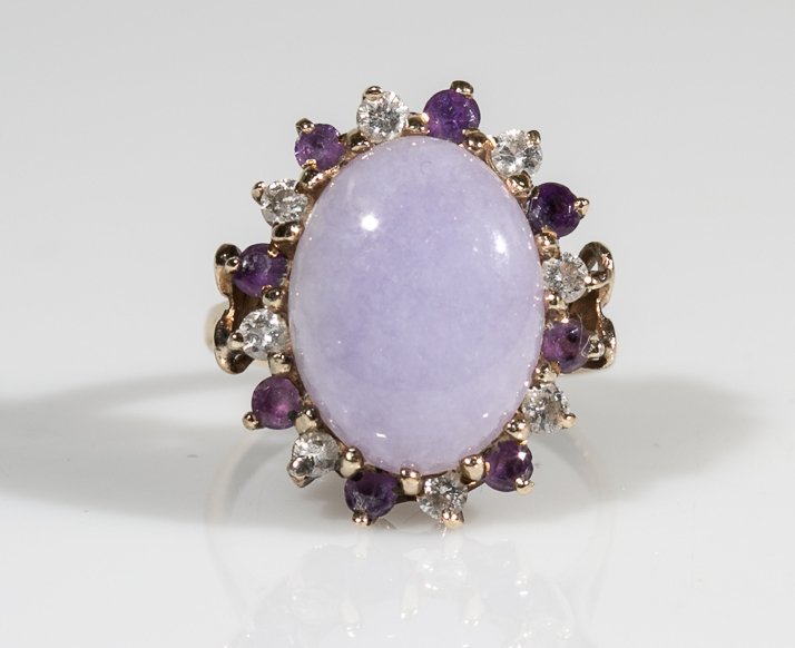 Lavender Jade, Diamond and Amethyst Ring (1 of 5)