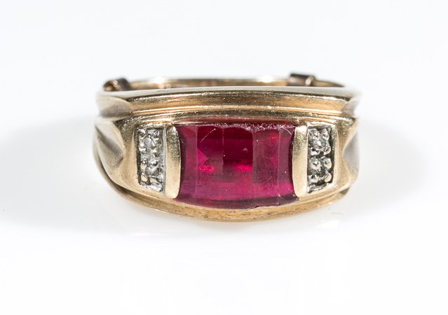 Men's Synthetic Ruby and Diamond Ring (1 of 5)