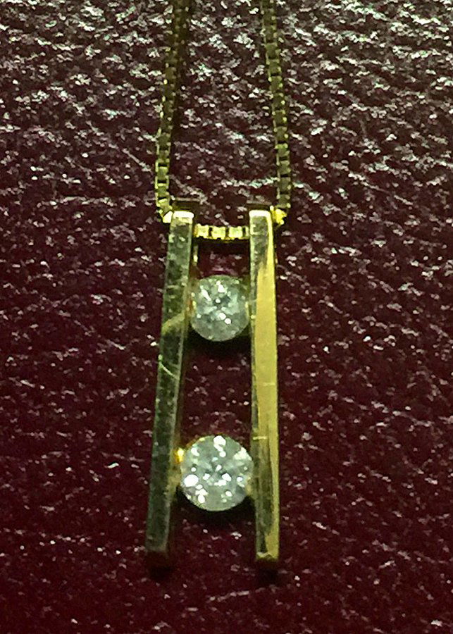 Ladies Gold Necklace and Diamond Pendant (1 of 3)