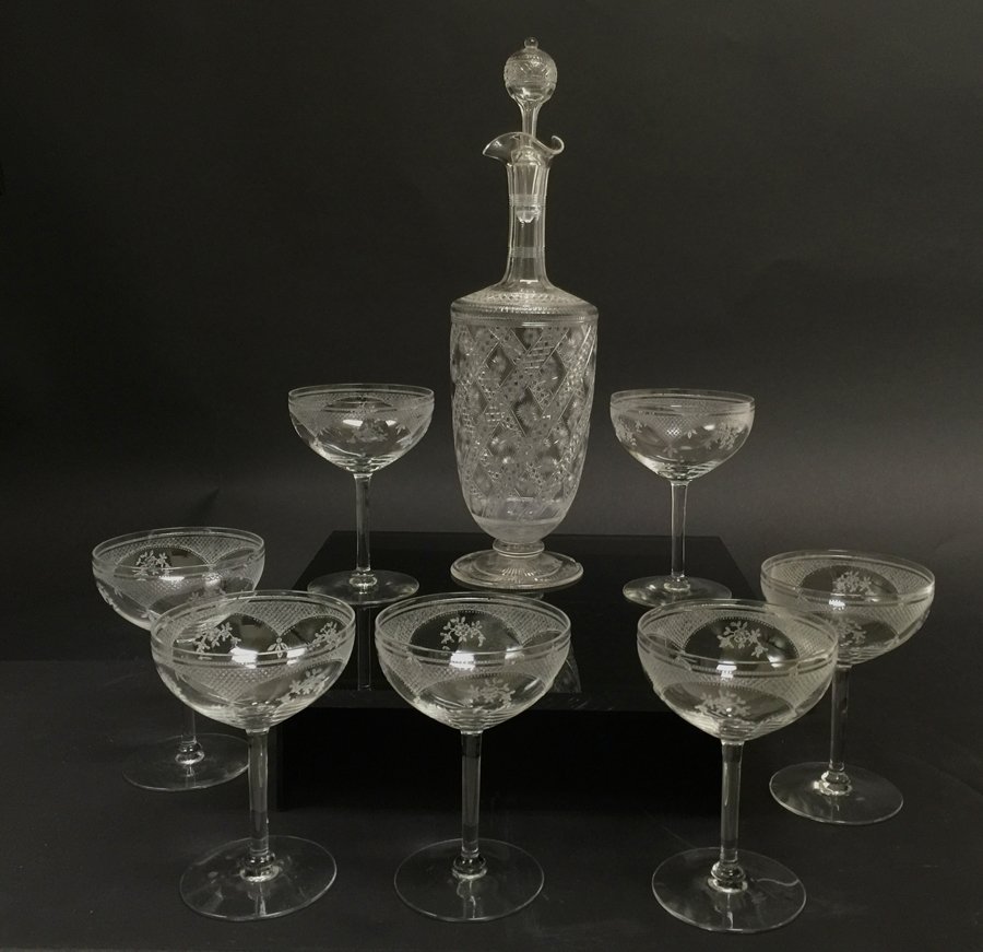 Victorian Decanter and Champagne Glasses (1 of 4)