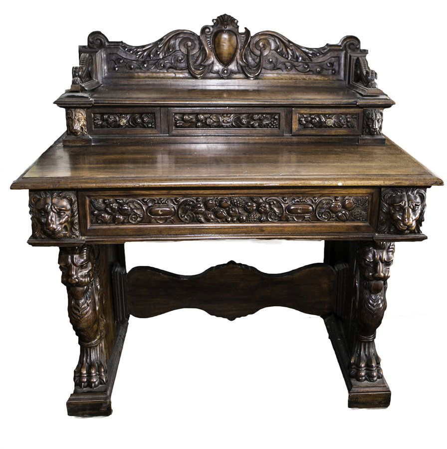 Ornately Carved Griffin Ladies Writing Desk (1 of 2)
