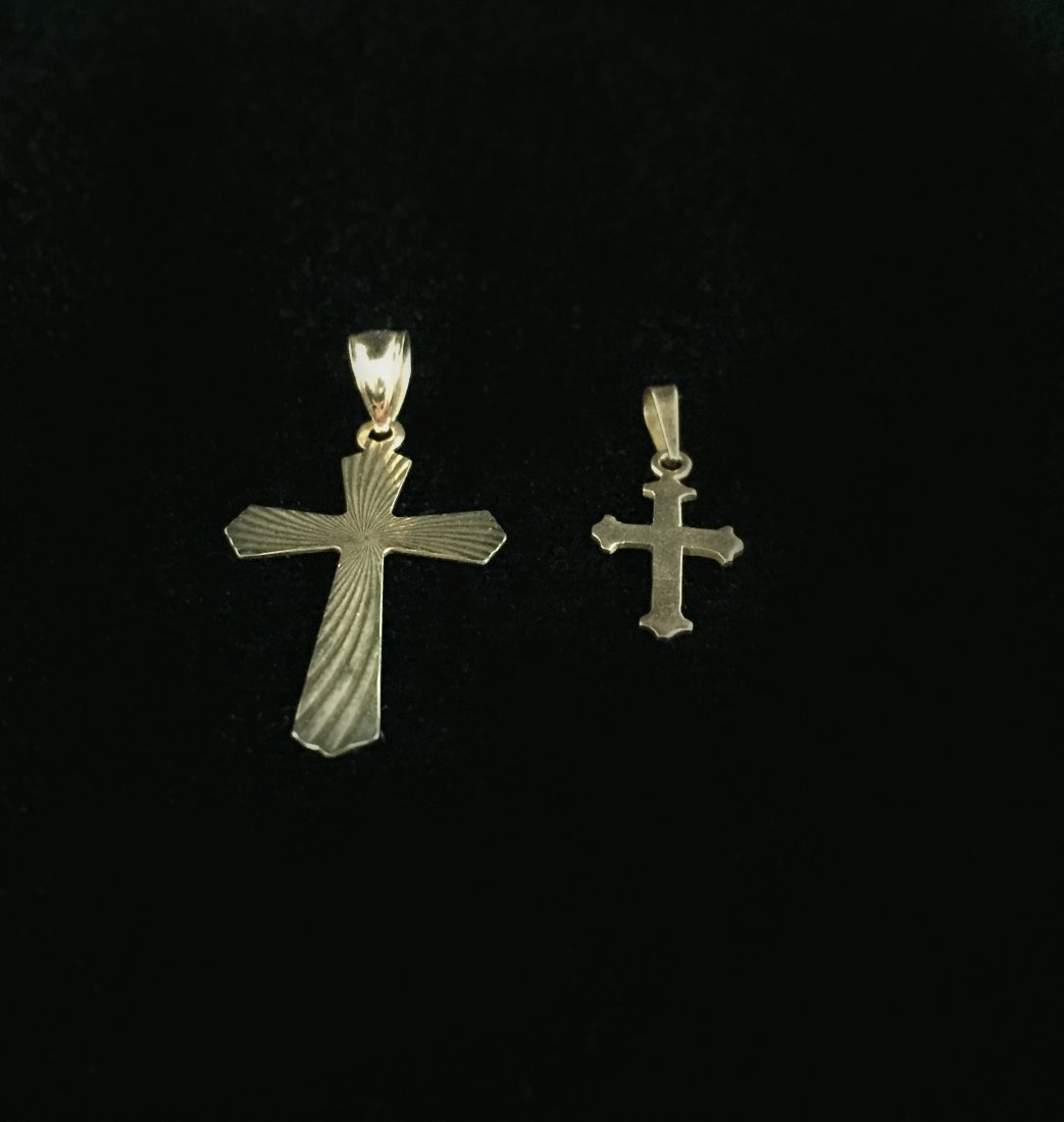 (2) 18K Yellow Gold Crucifix Pendants (1 of 2)