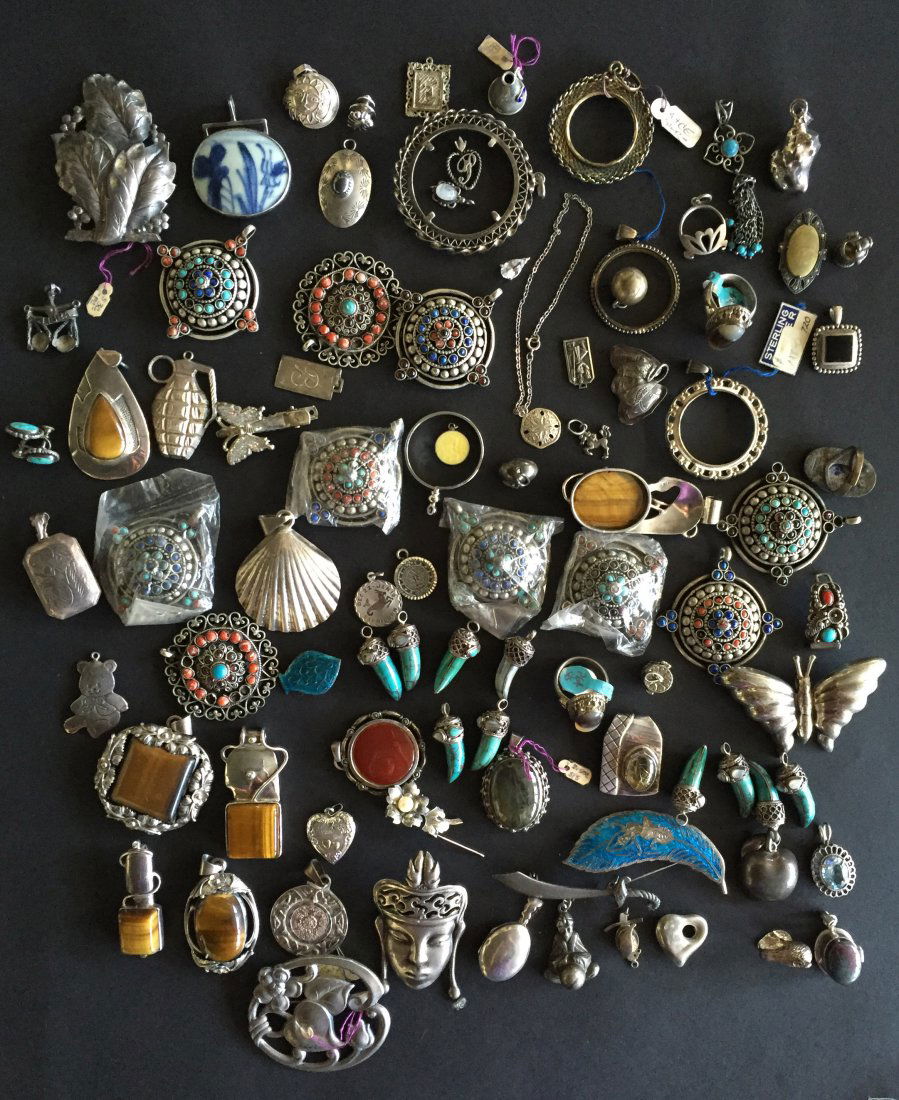 Large Collection of Sterling Silver Pendants and Pins (1 of 1)