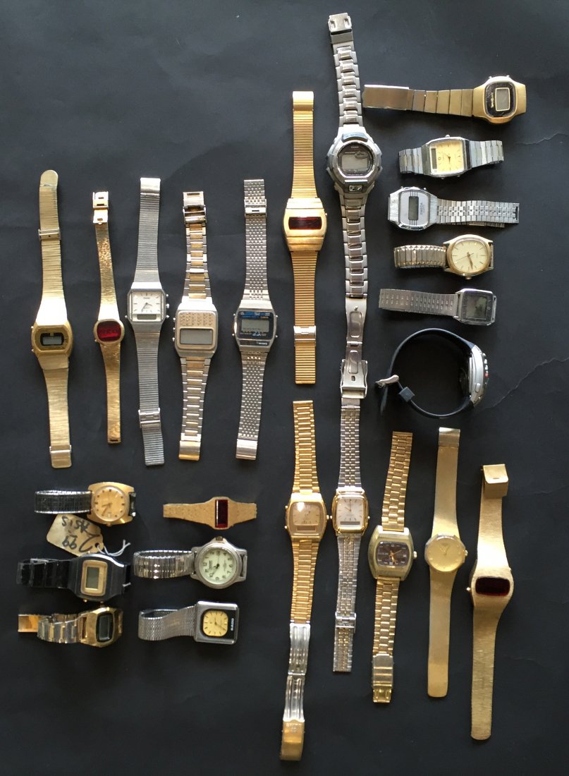 (24) Vintage Watches: Including: calculator watches, 1970s, 1980s, Seiko, Hamilton, Sharp and etc.