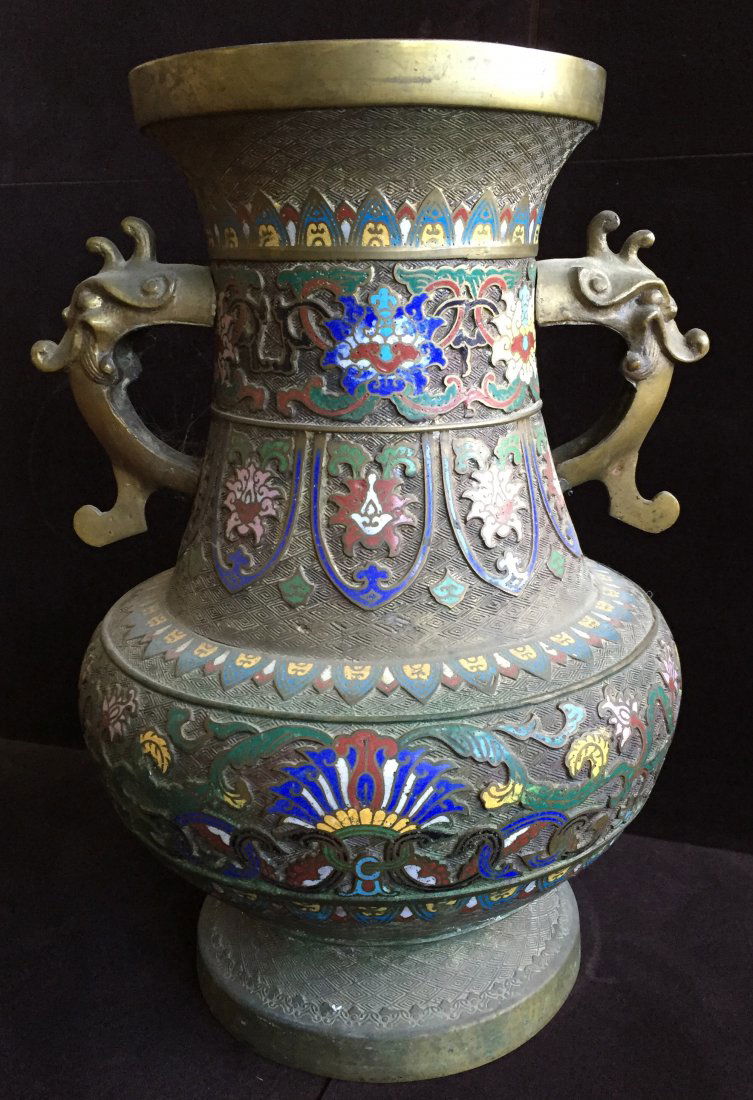 Japanese Bronze and Enamel Urn (1 of 2)