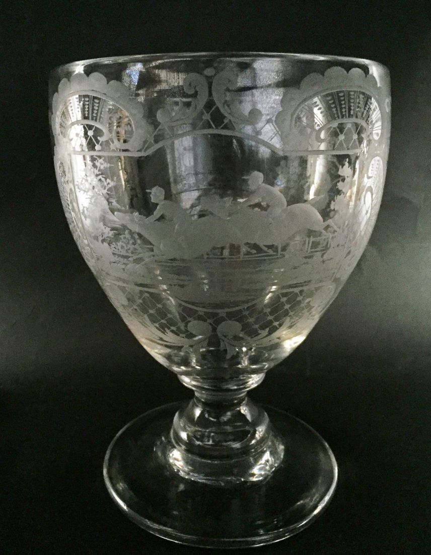 Impressive Intaglio Etched Blown Glass Compote (1 of 2)