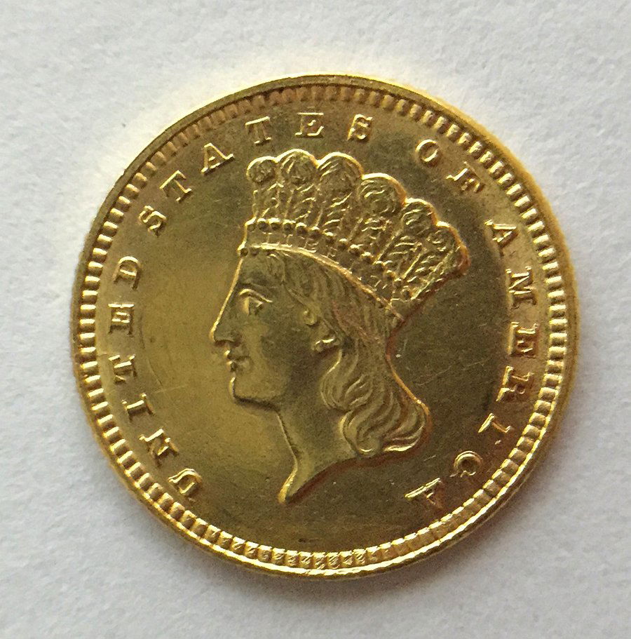 $1 Gold Coin 1889 Indian Princess, Large Head (1 of 2)