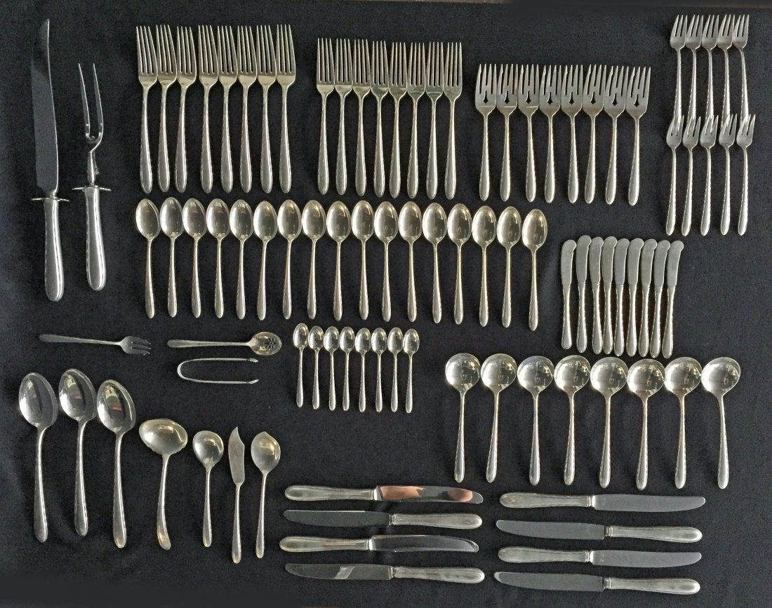 94 Pcs. Towle Silver Flutes Sterling Silver Flatware (1 of 6)