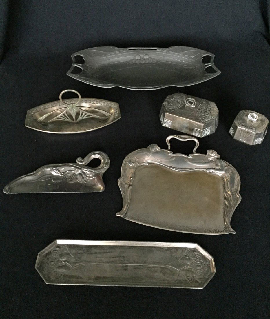 (7) Art Nouveau and Art Deco Silver Plated Boxes, Trays (1 of 4)