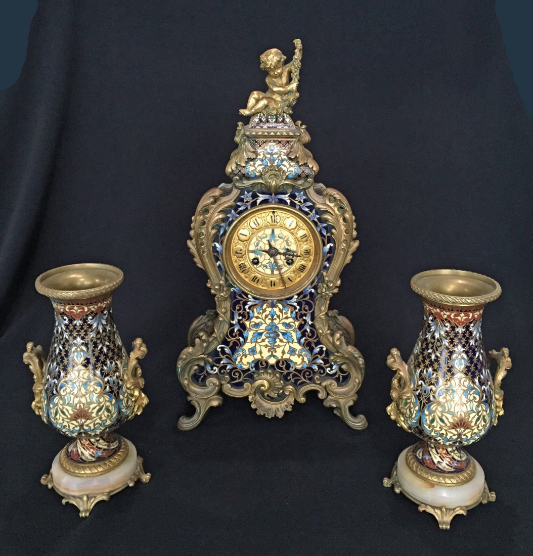 (3pcs) Cloisonne Clock Set (1 of 4)