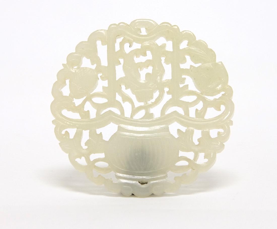 Chinese Round White Jade Plaque (1 of 3)