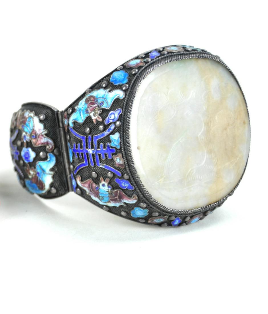 Chinese Extra Large White Jade Bracelet (1 of 4)