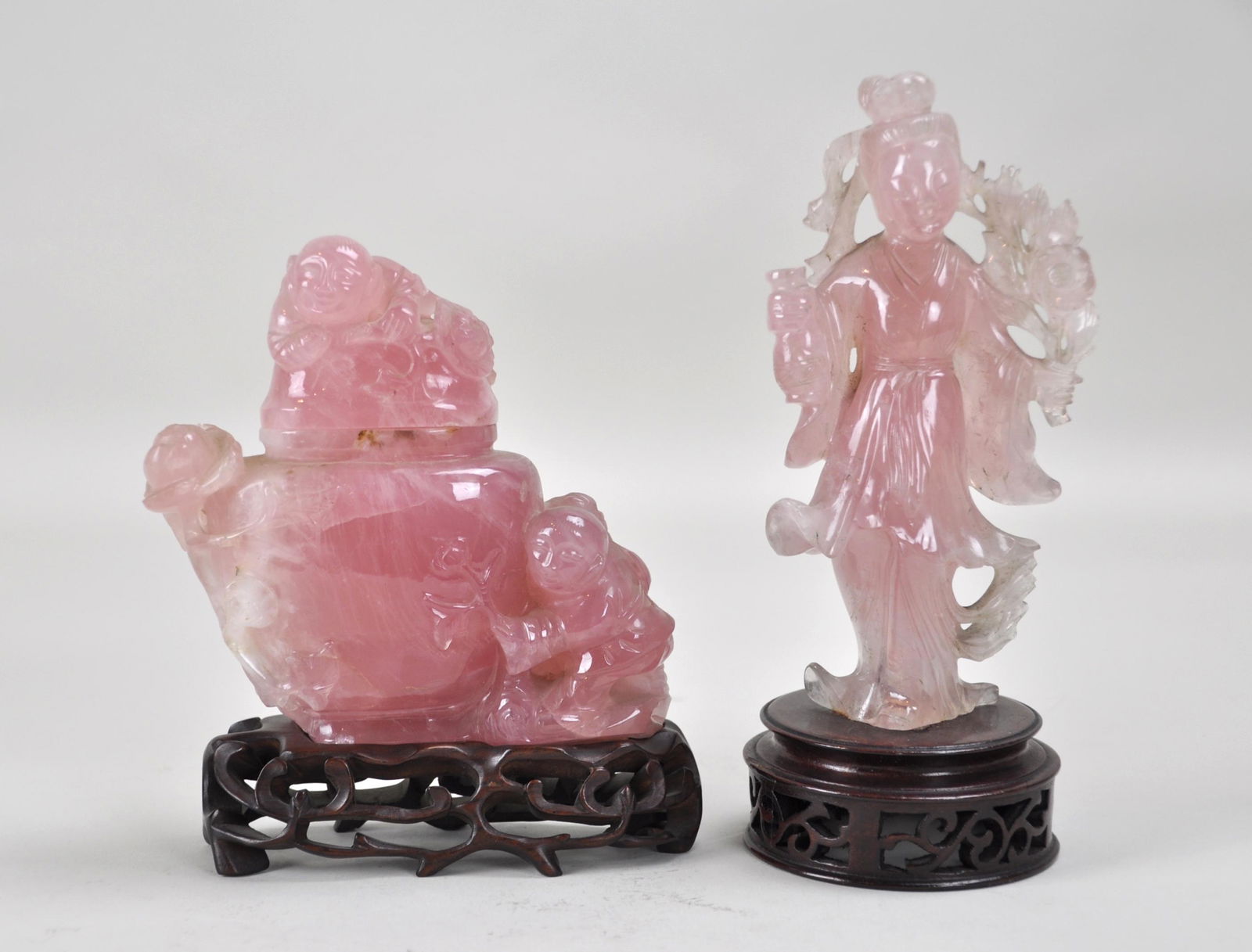 Chinese Group of Rose Quartz Carvings (1 of 2)