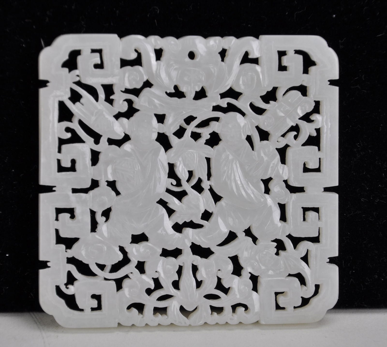 Chinese Large White Jade Plaque in Immortals (1 of 12)