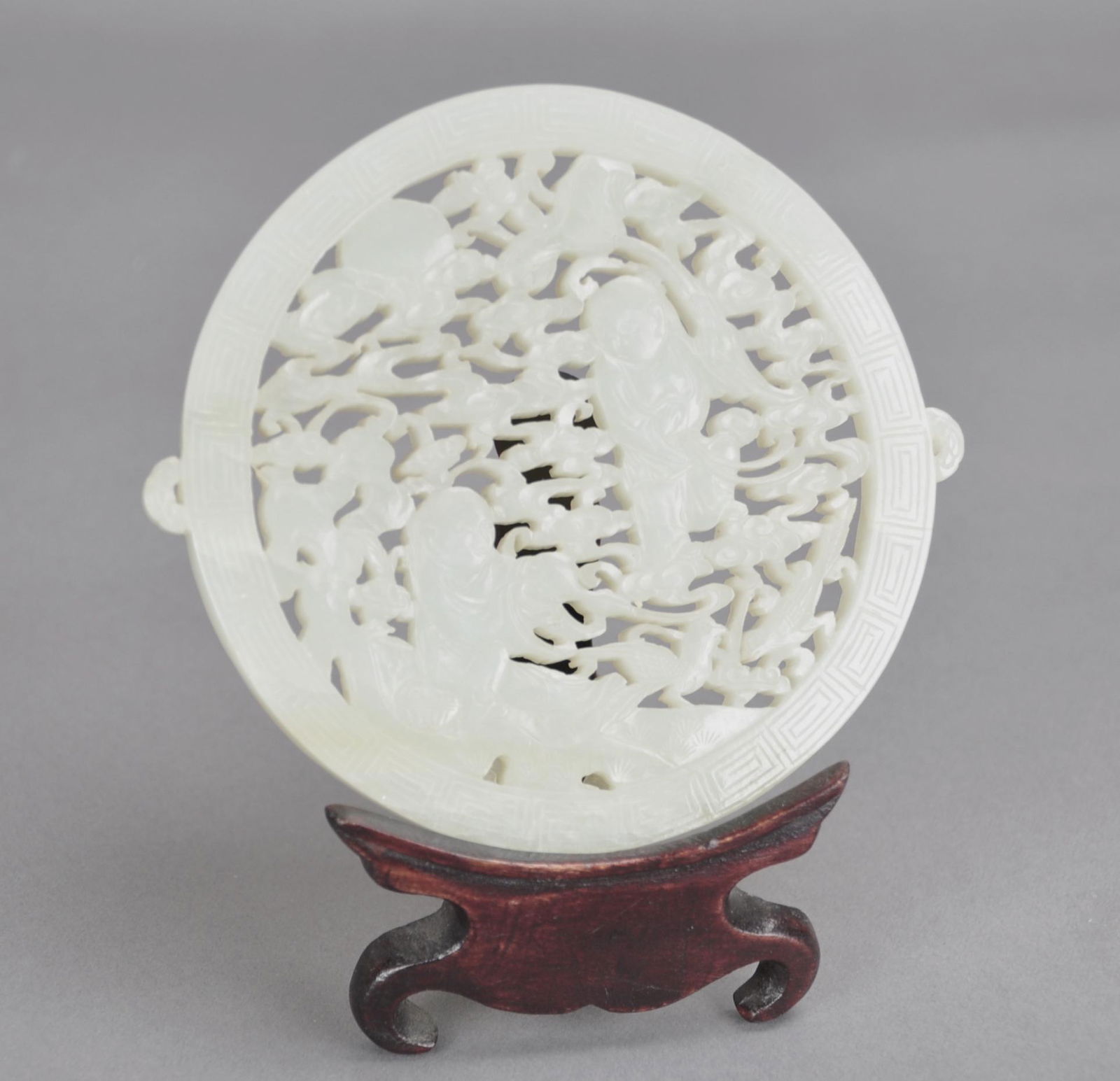 Chinese White Jade Round Plaque (1 of 9)