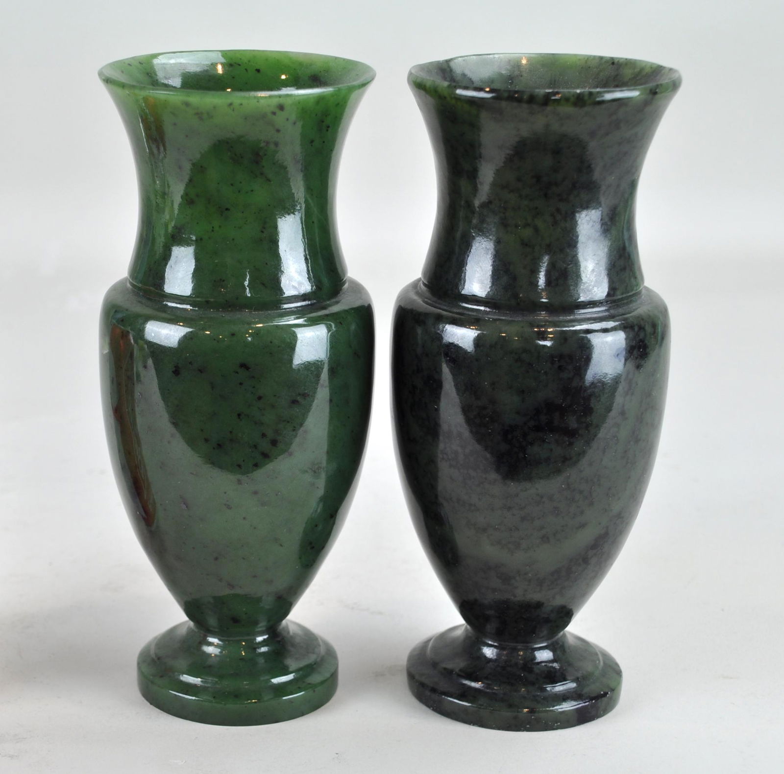 Chinese Pair Green Jade Vases (1 of 3)