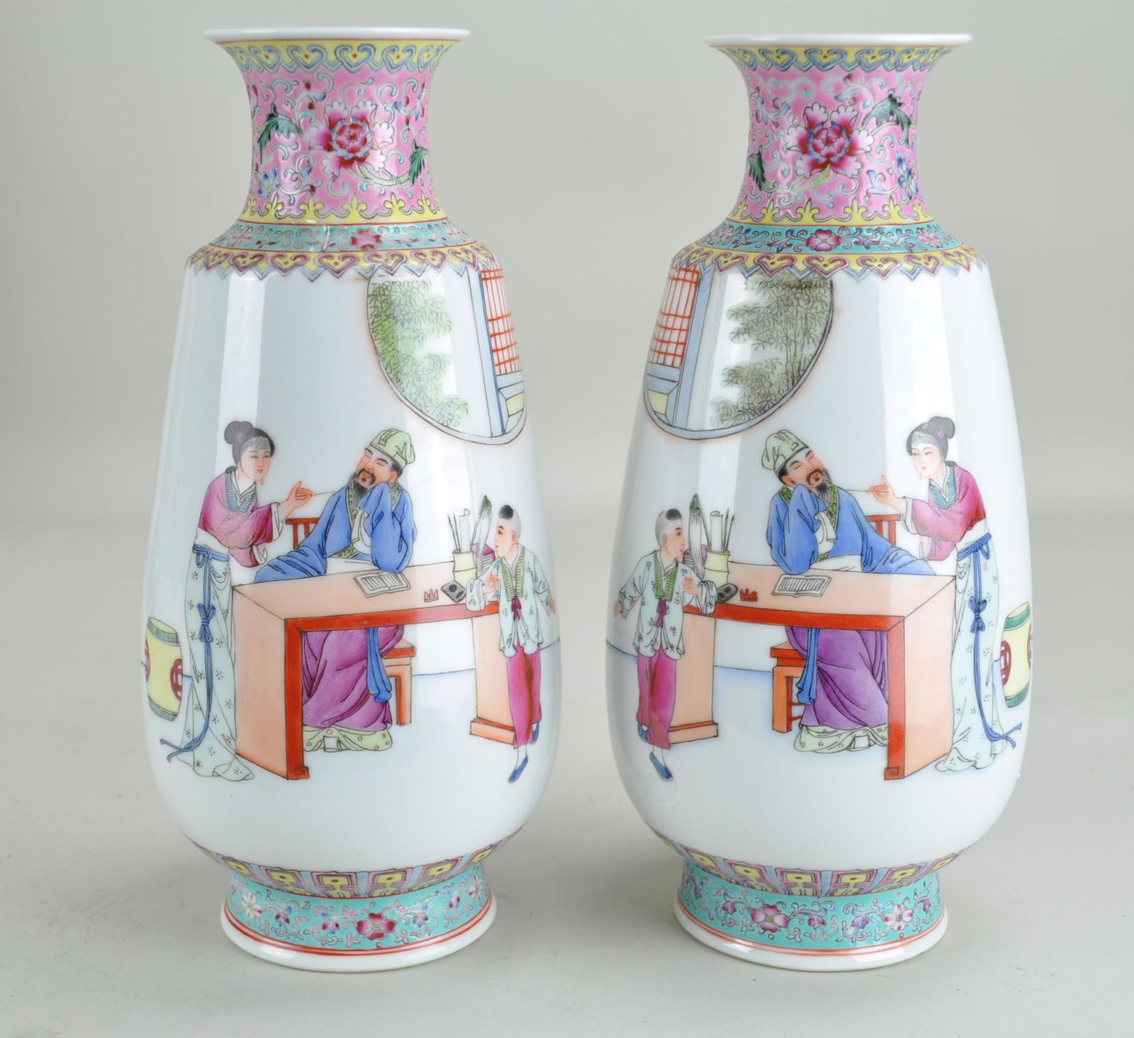 Chinese Pair Famille Rose Vase (1 of 5)